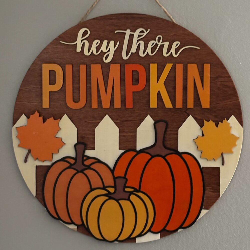 🎃 Hey There Pumpkin Wooden Sign – Rustic Fall Door Décor